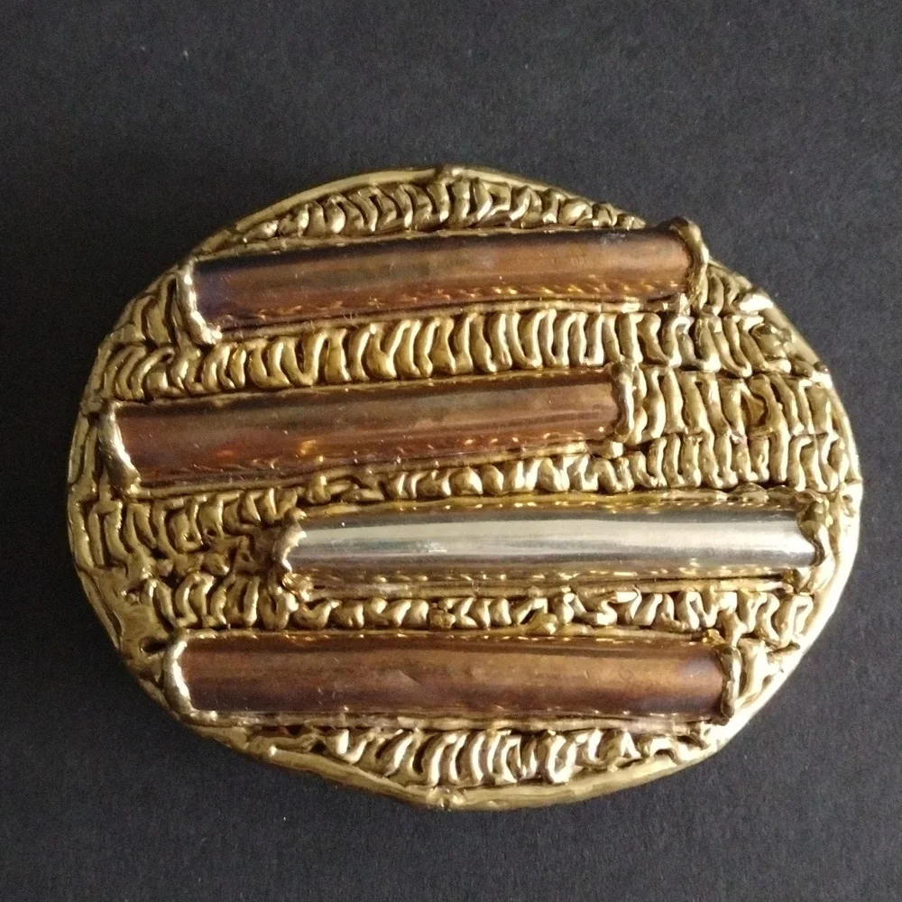 Mixed Metals Brutalist Belt Buckle Vintage